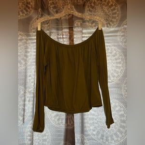 Olive green, off the shoulder top